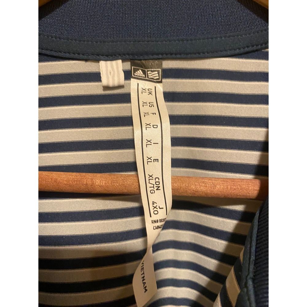 Adidas Golf Polo Short Sleeve Shirt, Blue and white Stripe Mens XL